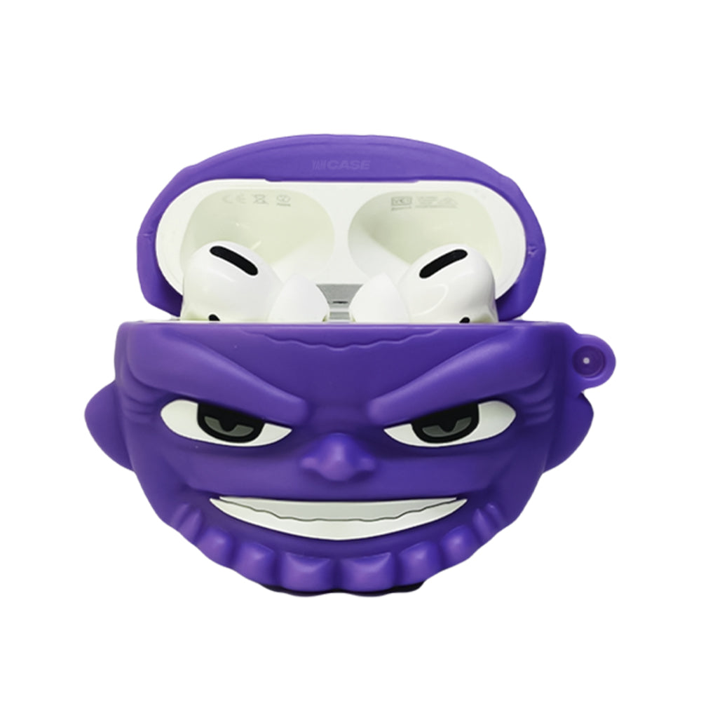 Design de cabeça violeta AirPods YamCase